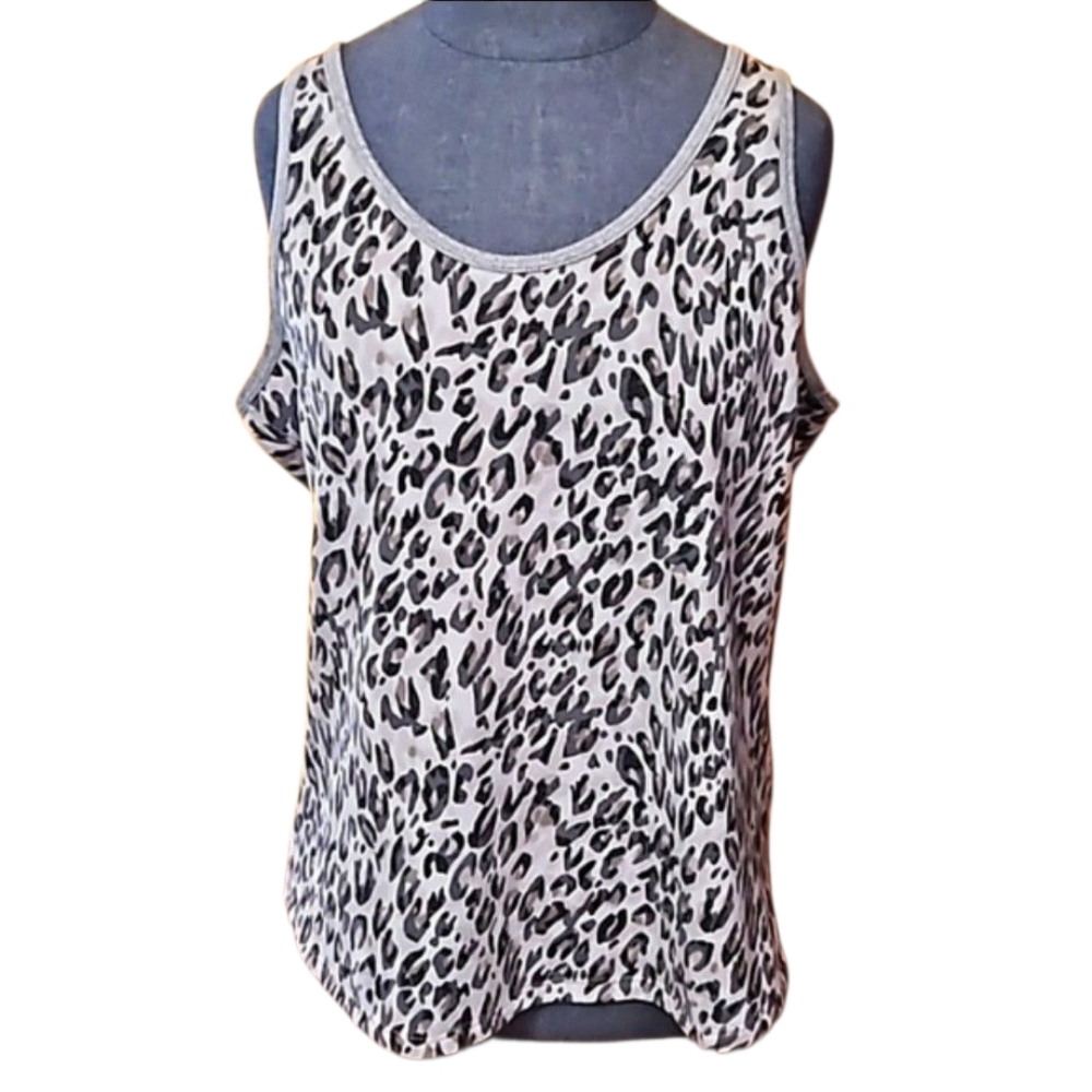 Live Love Lounge Karen Neuburger Animal Print Knit/Fleece Tank Top Size XL